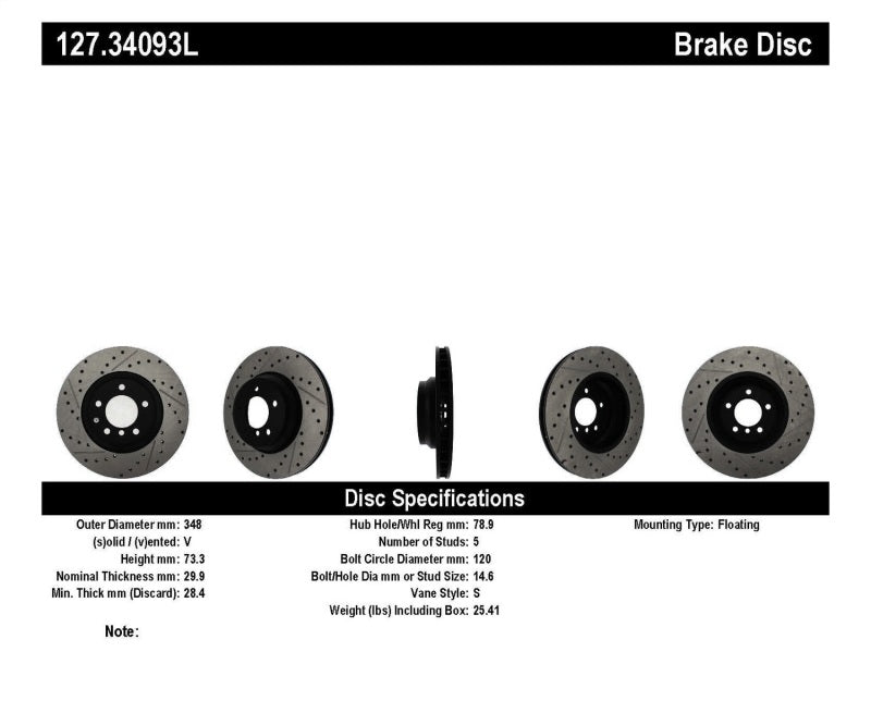 StopTech 07-09 BMW 335 (E90/E92/E93) Slotted & Drilled Left Front Rotor - 0
