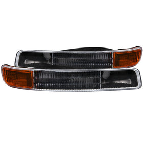 ANZO 1999-2006 GMC Sierra 1500 Euro Parking Lights Black w/ Amber Reflector - 0
