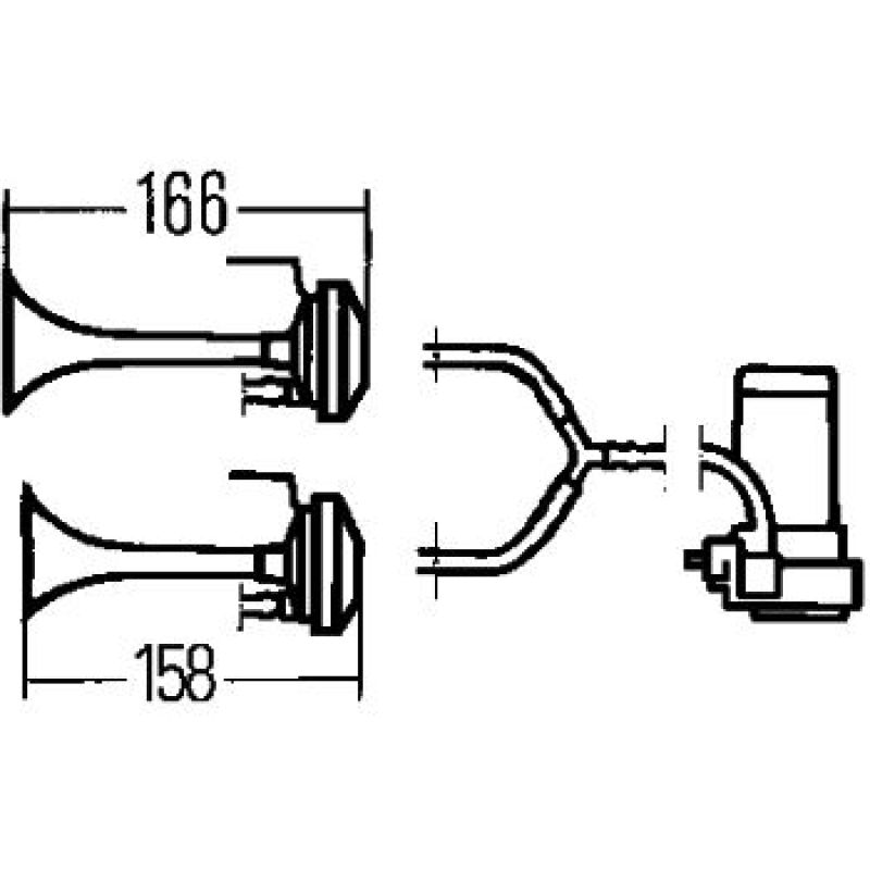 Hella Twin Trumpet Horn Kit 12V 240W 795-800Hz 118dB - 0