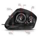 ANZO 2000-2005 Mitsubishi Eclipse Projector Headlights w/ Halo Black-11