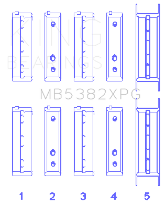 King Subaru EJ20/EJ22/EJ25 (For Thrust in #5 Position) Tri-Metal Perf Main Bearing Set - Size STDX