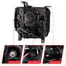 ANZO 2016-2019 GMC Sierra 1500 Projector Headlight Plank Style Black w/ Sequential Amber Signal-5