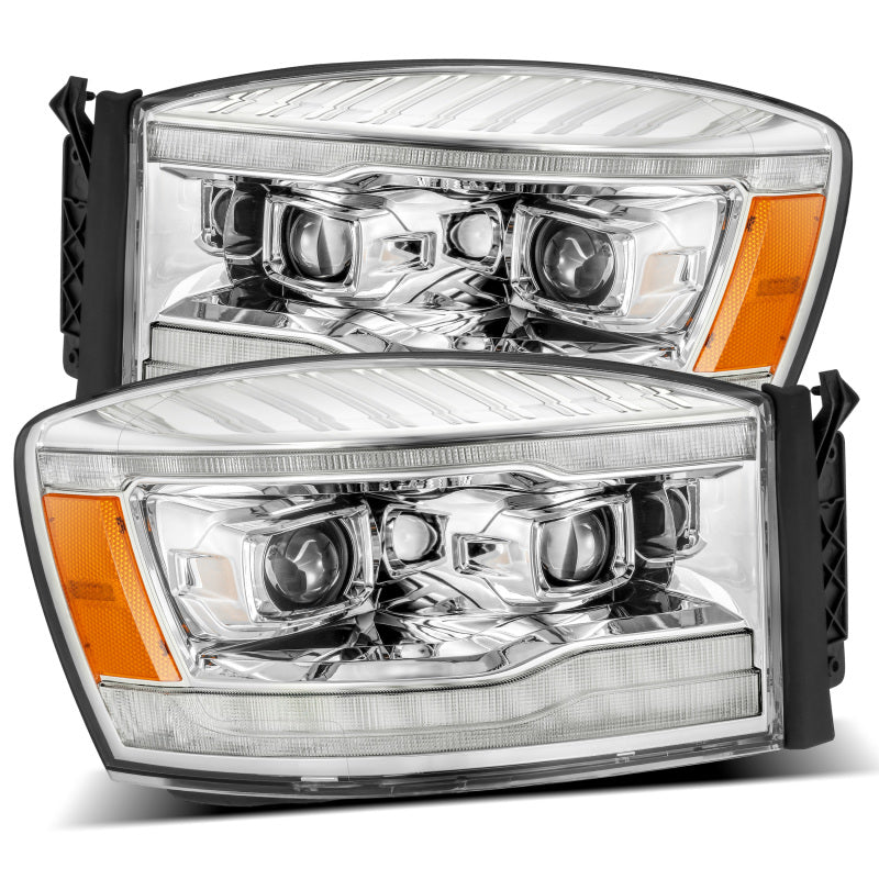 AlphaRex 06-08 Dodge Ram 1500HD PRO-Series Projector Headlights Plank Style Chrome w/Seq Signal/DRL - 0