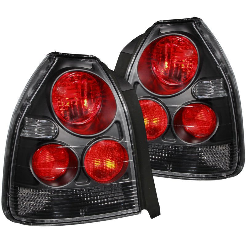 ANZO 1996-2000 Honda Civic Taillights Black - 0