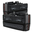 xTune GMC Yukon 92-93 Crystal Headlights w/ Corner & LED Bumper Smoke HD-JH-GMCCK88-LED-AM-SM-SET-1