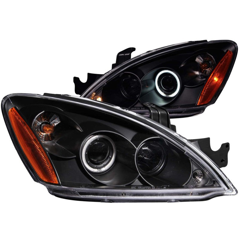 ANZO 2004-2007 Mitsubishi Lancer Projector Headlights w/ Halo Black (CCFL) - 0