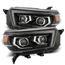 AlphaRex 10-13 Toyota 4Runner PRO-Series Projector Headlights Plank Style Black w/Seq Signal/DRL-1