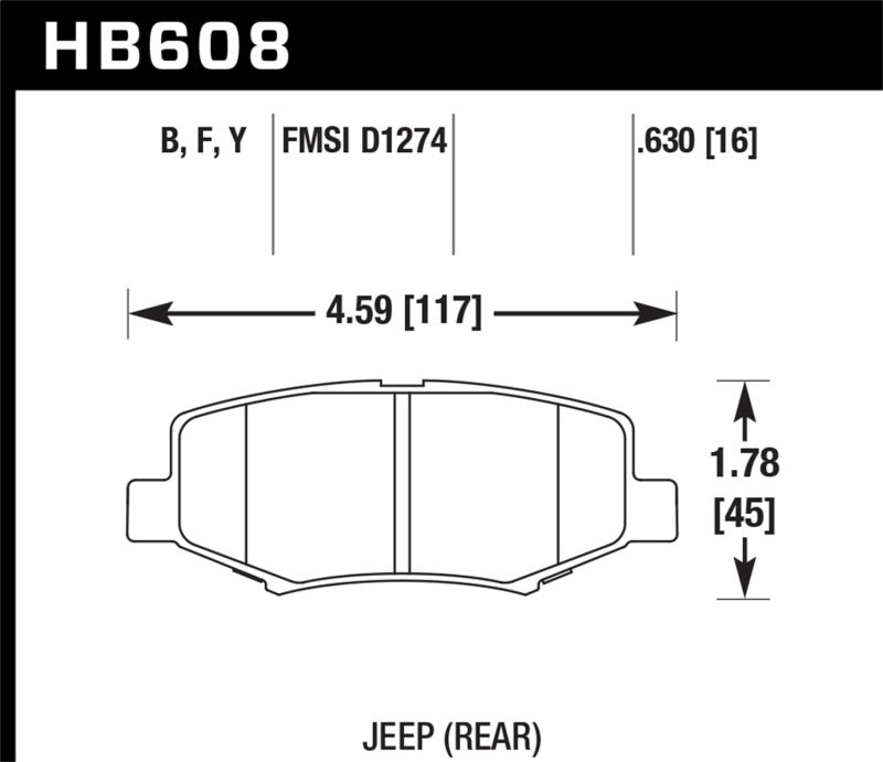 Hawk 2007-2011 Dodge Nitro R/T HPS 5.0 Rear Brake Pads