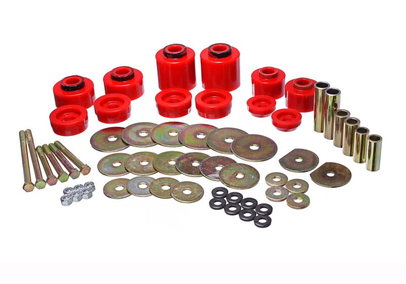 Energy Suspension 80-96 Ford F-150/250/350 Red Body Mount Set Includes Hardware - 0