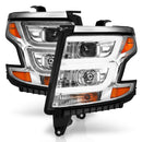 ANZO 2015-2020 Chevy Tahoe Projector Headlights Plank Style Chrome w/DRL-5