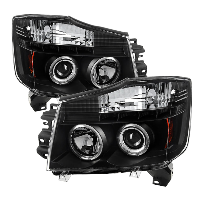 Spyder Nissan Titan 04-14/Armada 04-07 Projector Headlights LED Halo LED Blk PRO-YD-NTI04-HL-BK - 0