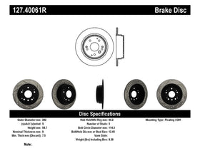 StopTech 04-08 Acura TL / 03-09 honda Element Slotted & Drilled Right Rear Rotor - 0