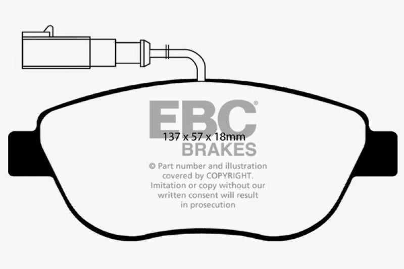 EBC 12+ Fiat 500 1.4 Turbo Abarth Redstuff Front Brake Pads - 0