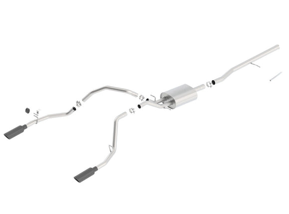 Borla 14 Silv/Sierra C/B Exhaust ATAK 1500 5.3L V8 AT/MT 2&4WD Ext Cab (78.7) WB - Black Chrome
