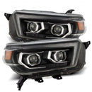 AlphaRex 10-13 Toyota 4Runner PRO-Series Projector Headlights Plank Style Black w/Seq Signal/DRL-6