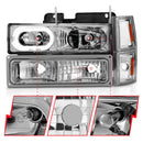 ANZO 88-98 Chevrolet C1500 Crystal Headlights Chrome Housing w/ Signal and Side Marker Lights-2