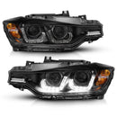 ANZO 2012-2015 BMW 3 Series Projector Headlights w/ U-Bar Black-14