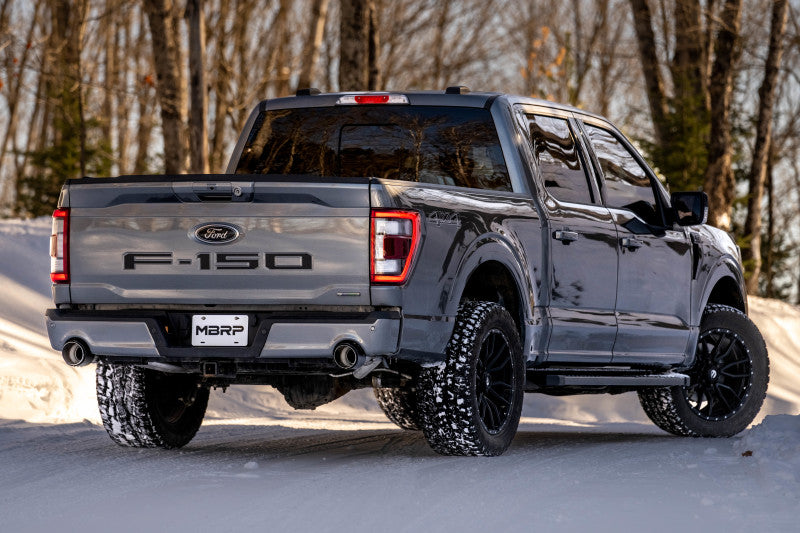 MBRP 22-23 Ford F150 T304 5in OD Black Tip Dual Rear Exit 3in Black Coated Cat Back Exhaust - 0