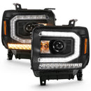ANZO 2016-2019 GMC Sierra 1500 Projector Headlight Plank Style Black w/ Sequential Amber Signal-6
