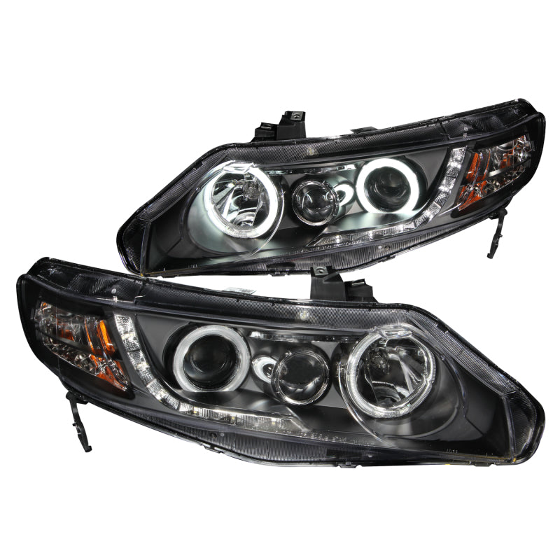 ANZO 2006-2011 Honda Civic Projector Headlights w/ Halo Black (CCFL) - 0