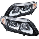 ANZO 2012-2015 Honda Civic Projector Headlights w/ U-Bar Black-2