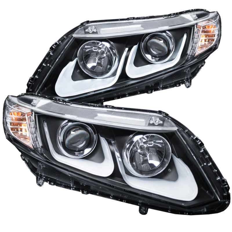 ANZO 2012-2015 Honda Civic Projector Headlights w/ U-Bar Black - 0