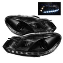 Spyder Volkswagen Golf/GTI 10-13 Projector Headlights Halogen Model- DRL Blk PRO-YD-VG10-DRL-BK-2