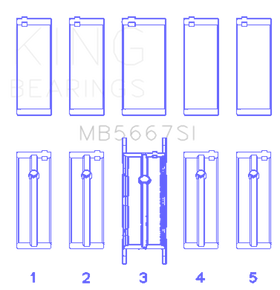 King Engine Bearings Mini W10B16A/W11B16A Silicon Bi-Metal Aluminum Main Bearing Set - Size +0.25mm