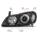 ANZO 2000-2004 Infiniti I30 Projector Headlights w/ Halo Black-12
