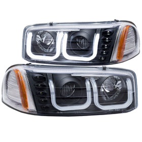 ANZO 1999-2006 GMC Sierra 1500 Projector Headlights w/ U-Bar Black - 0