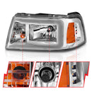 ANZO 2001-2011 Ford Ranger Crystal Headlights w/ Light Bar Chrome Housing-4