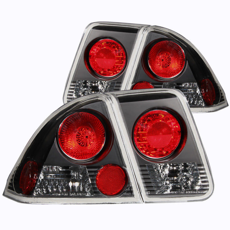 ANZO 2001-2004 Honda Civic Taillights Black - 0