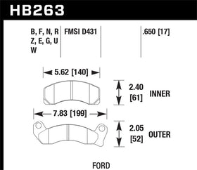 Hawk 1987-1993 Ford Mustang GT 5.0 HPS 5.0 Front Brake Pads - 0