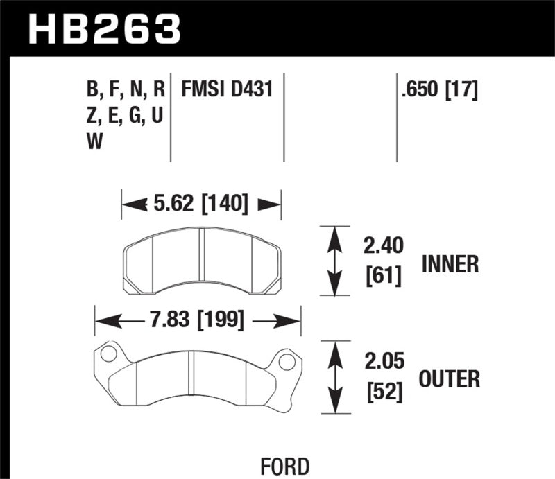 Hawk 1987-1993 Ford Mustang GT 5.0 HPS 5.0 Front Brake Pads - 0