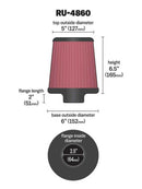 K&N Filter Universal Rubber Filter 2 1/2 inch Flange 6 inch Base 5 inch Top 6 1/2 inch Height-11