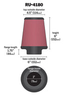 K&N Universal Clamp-On Air Filter 3in FLG / 6in B / 4-1/2in T / 6in H-10