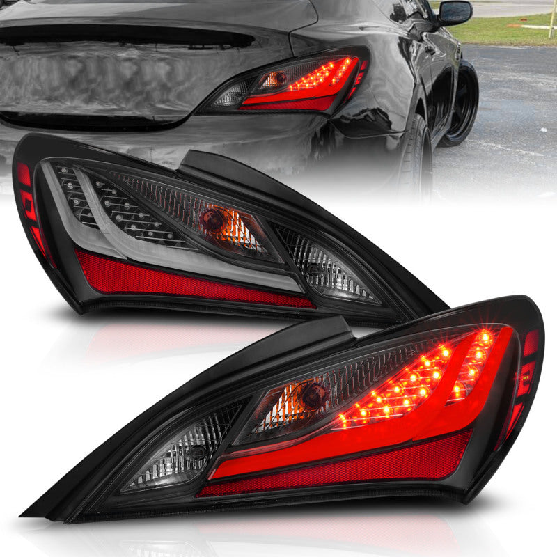 ANZO 10-13 Hyundai Genesis 2DR LED Taillights Smoke - 0