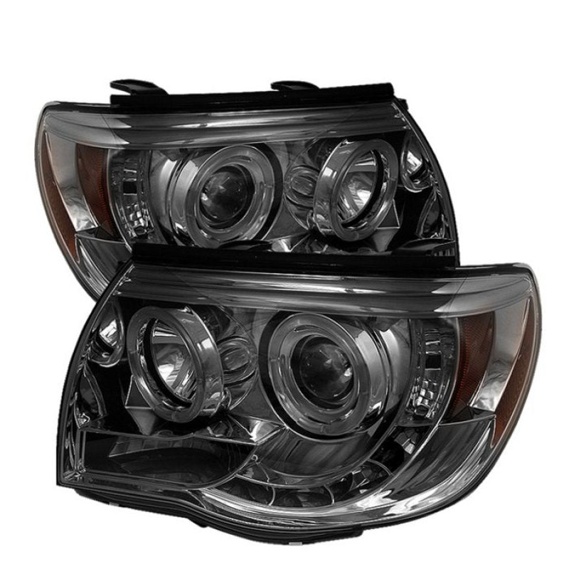 Spyder Toyota Tacoma 05-11 Projector Headlights LED Halo LED Smoke High H1 Low H1 PRO-YD-TT05-HL-SM - 0