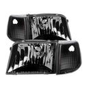 xTune Ford Ranger 93-97 Crystal Headlights w/ Corner Lights 4pcs Sets Black HD-JH-FR93-SET-BK-1