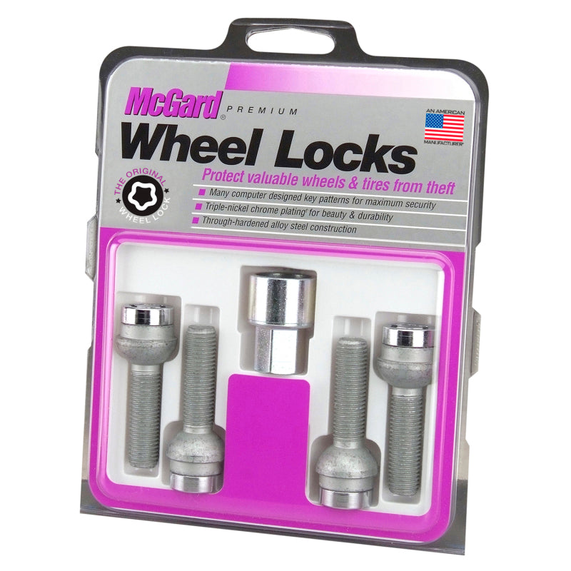 McGard Wheel Lock Bolt Set - 4pk. (Radius Seat) M14X1.5 / 17mm Hex / 45.0mm Shank Length - Chrome - 0