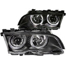ANZO 1999-2001 BMW 3 Series E46 Projector Headlights w/ Halo Black-2