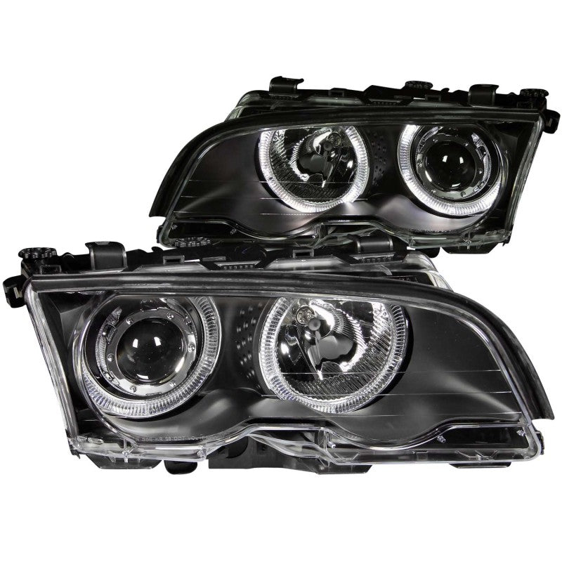 ANZO 1999-2001 BMW 3 Series E46 Projector Headlights w/ Halo Black - 0