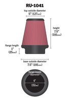 K&N Universal Clamp-On Air Filter 6in FLG / 7-1/2in B / 5in T / 7-1/2in H-12