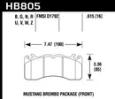 Hawk 15-17 Ford Mustang Brembo Package DTC-70 Front Brake Pads-5
