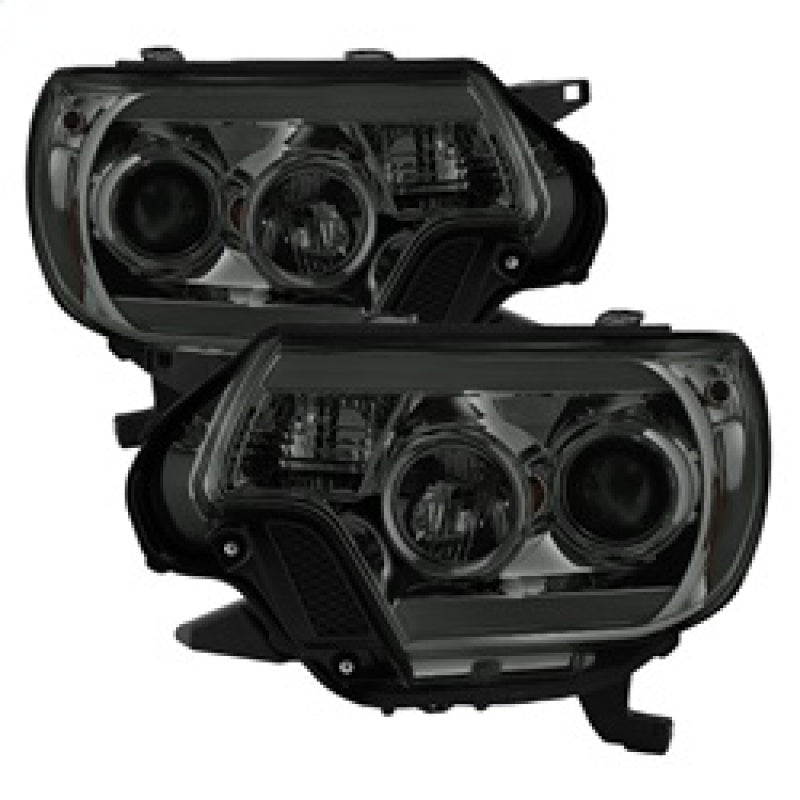 Spyder Toyota Tacoma 12-16 Projector Headlights Light Bar DRL Smoke PRO-YD-TT12-LBDRL-SM - 0