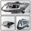 Spyder 12-14 Honda Civic (Excl. 2014 Coupe) Projector Headlights Lgtbr DRL Black PRO-YD-HC12-DRL-BK-15