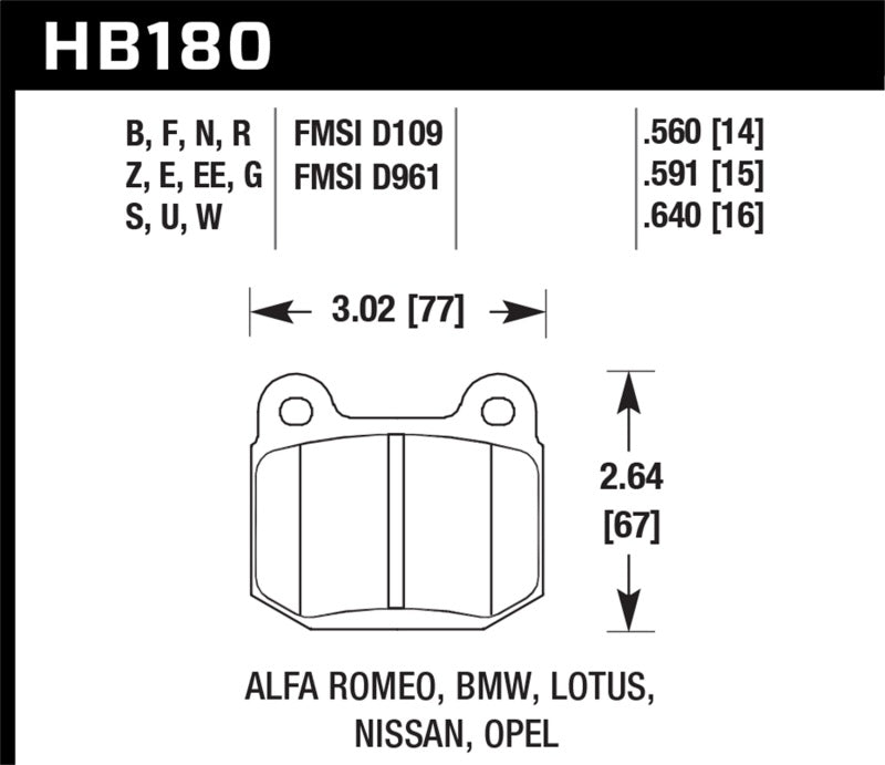 Hawk 03-06 Evo / 04-09 STi / 03-07 350z Track Performance Ceramic Street Rear Brake Pads - 0