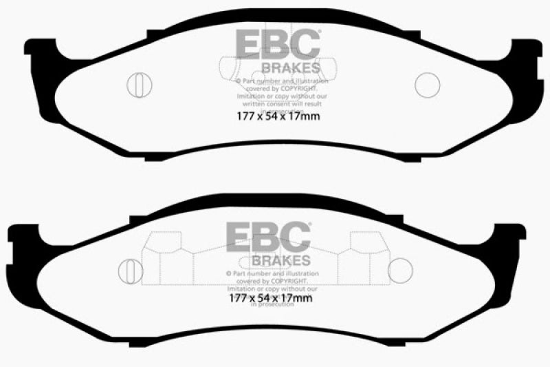 EBC 97-99 Jeep Cherokee 2.5 82mm High Rotors Extra Duty Front Brake Pads - 0