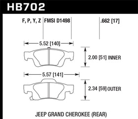 Hawk 11-12 Dodge Durango / 11-12 Jeep Grand Cherokee LTS Rear Street Brake Pads - 0