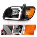 ANZO 00-04 Toyota Tundra (Fits Reg/Acc Cab Only) Crystal Headlights w/Light Bar Black w/Corner Light-3